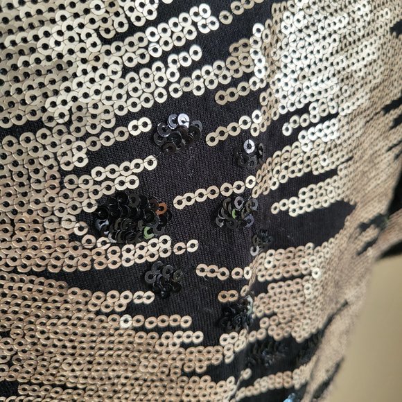 Eliza J, Sequined Shift Dress, Black and Bronze, Size 8 - Picture 5 of 14